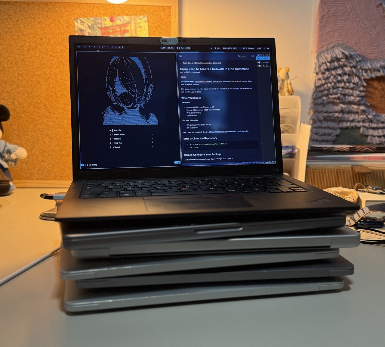 Thinkpad on top of the macbooks